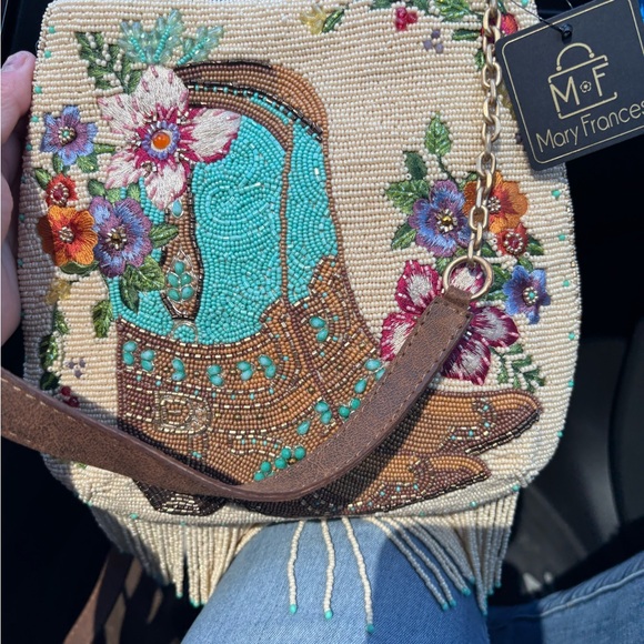 Mary Frances Beaded Boot and Floral Crossbody Bag - Turquoise and Brown - Picture 5 of 7